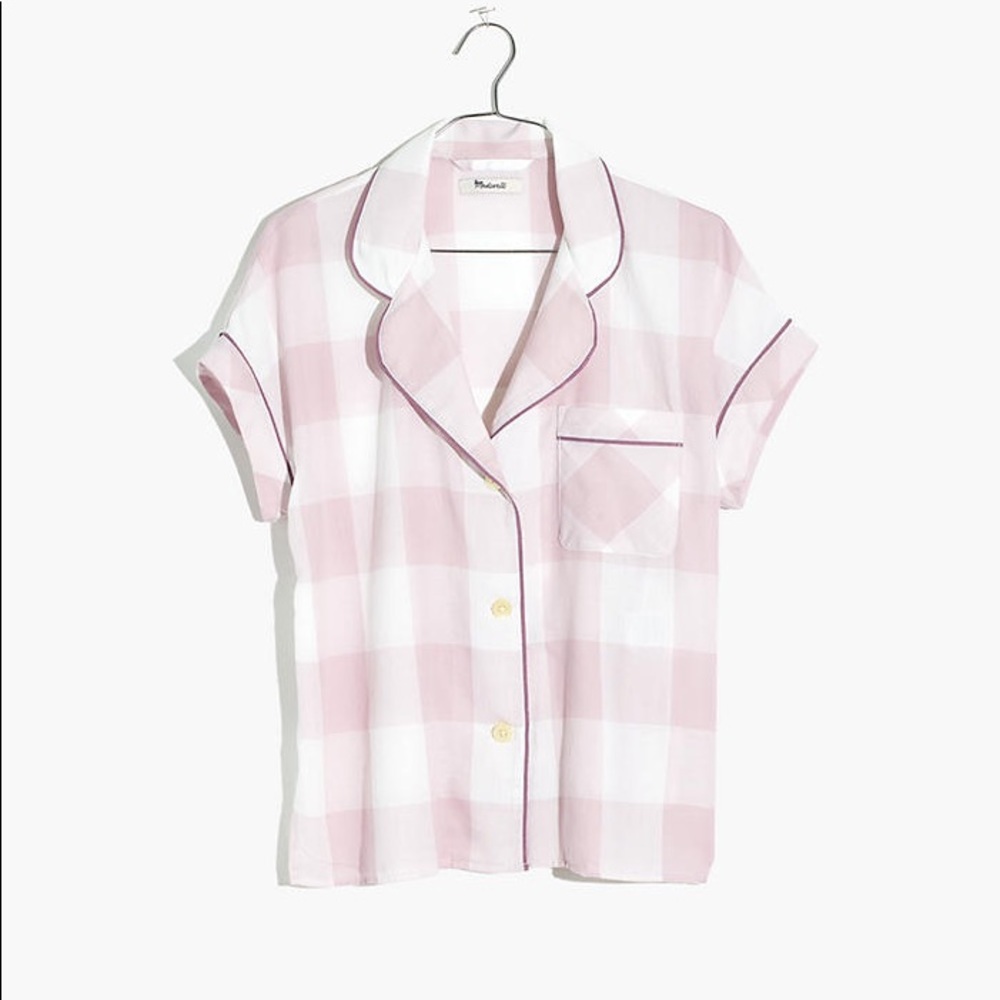 🆕 Madewell Bedtime Pajama Top in Lilac Gingham - Picture 3 of 6